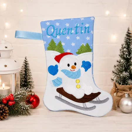 Nikolausstiefel mit Name Stofffarbe hellblau