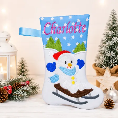 Nikolausstiefel für Kamin Stofffarbe türkisblau