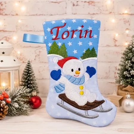 Personalisierte Nikolausstiefel Stofffarbe türkisblau