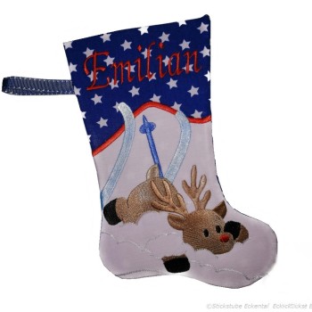 Nikolausstiefel mit Name Stofffarbe dunkelblau