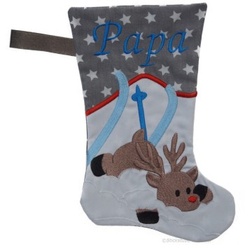 Nikolausstiefel mit Name Stofffarbe grau