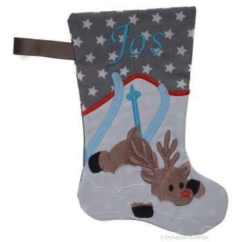 Nikolausstiefel mit Name Stofffarbe grau