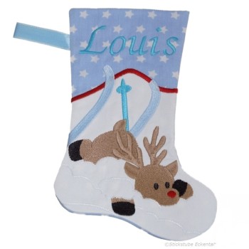 Nikolausstiefel mit Name Stofffarbe hellblau