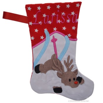 Nikolausstiefel mit Name Stofffarbe rot