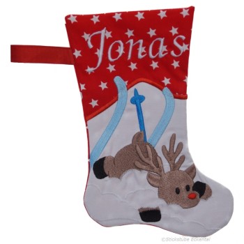 Nikolausstiefel mit Name Stofffarbe rot