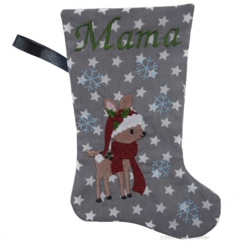 Nikolausstiefel mit Name Stofffarbe grau
