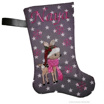 Nikolausstiefel mit Name Stofffarbe grau