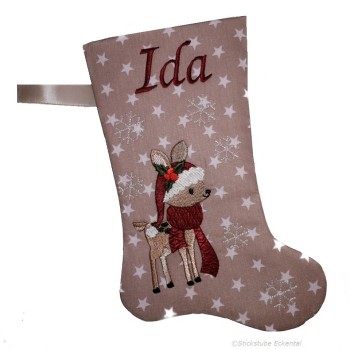 Nikolausstiefel mit Name Stofffarbe hellbraun