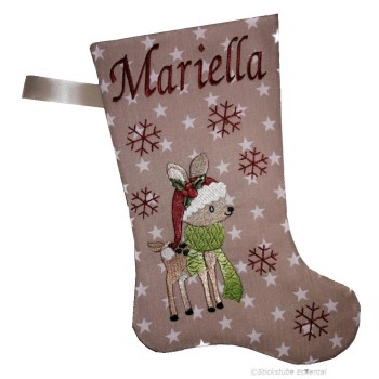 Nikolausstiefel mit Name Stofffarbe hellbraun