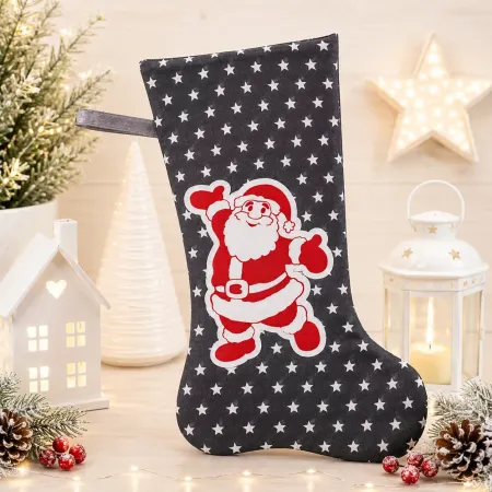Preview: Nikolausstiefel Weihnachtsmann grau