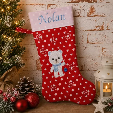 Preview: Bär Nikolausstiefel mit Namen