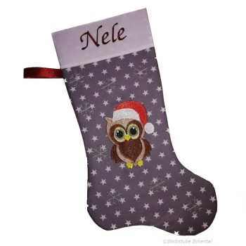 Nikolausstiefel XXL Eule mit Name altrosa