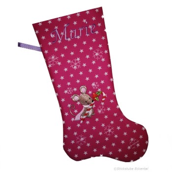 Bestickte Nikolausstiefel XXL Maus mit Name