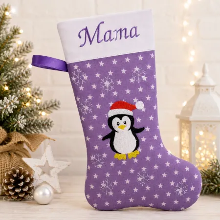 Preview: Nikolausstiefel mit Namen Pinguin