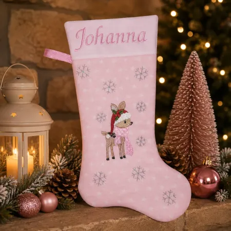 Nikolausstiefel für Kindergarten Stofffarbe rosa