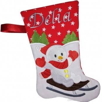 Nikolausstiefel mit Name Stofffarbe rot