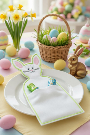 Hase mit Bestecktasche