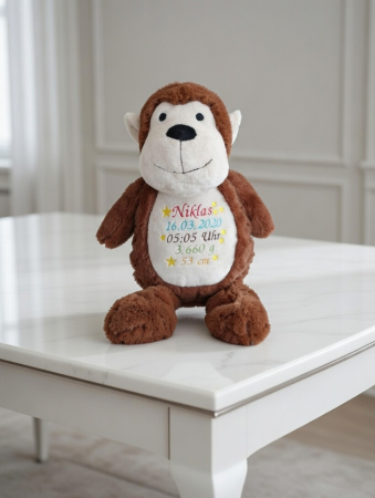 Affe Stofftier mit Wunschdaten