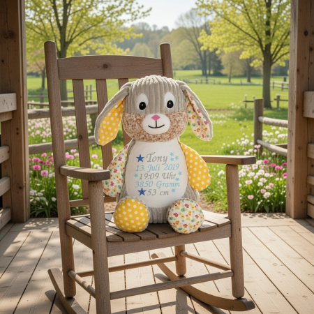 Hase bestickt mit Sterne und Name