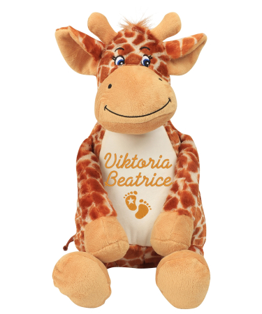 Preview: Stofftier Giraffe bestickt mit Namen