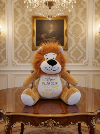 Löwe Stofftier mit Wunschdaten