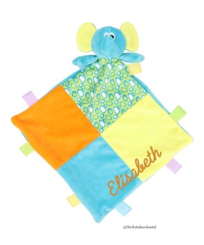 Schnuffeltuch Elefant mit Schreibschrift
