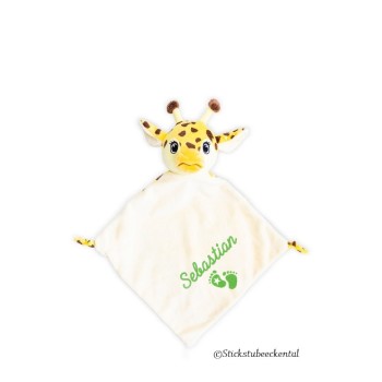 Schnuffeltuch Giraffe mit Schreibschrift