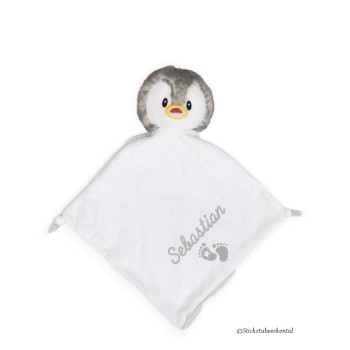 Schnuffeltuch Pinguin mit Schreibschrift
