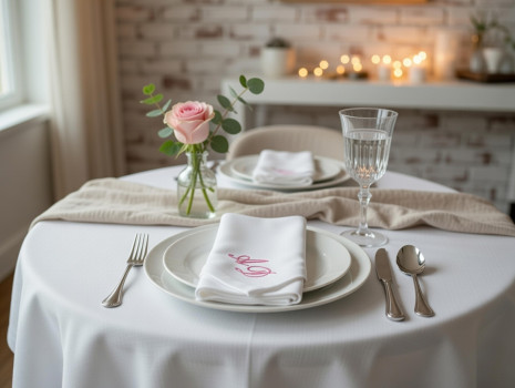 Preview: Baumwolle Stoffservietten mit Monogramm