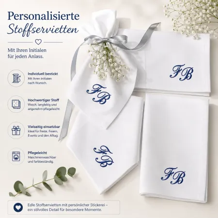 Stoffservietten Monogramm für Hochzeit