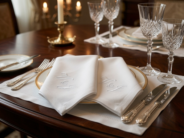 Preview: Stoffservietten mit Monogramm