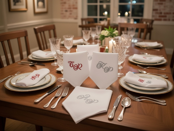 Stoffservietten Monogramm für Hochzeit