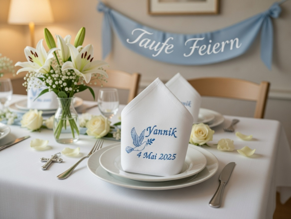 Stoffservietten Taufe mit Namen