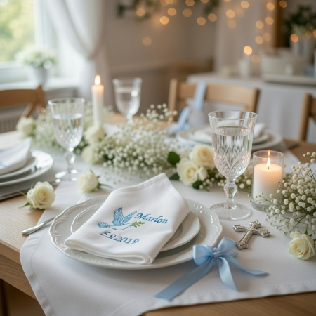 Preview: Taufstoffservietten mit Namen