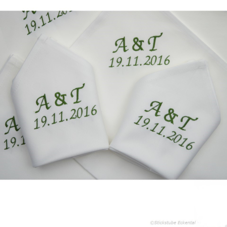 Preview: Stoffservietten Hochzeit Initialen und Datum