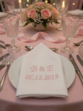 Stoffservietten Hochzeit Initialen und Datum