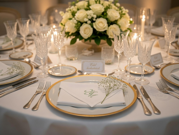 Preview: Stoffservietten Monogramm für Hochzeit