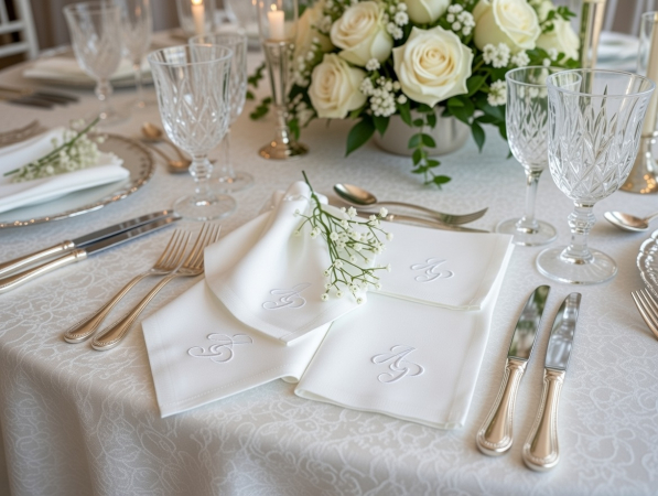 Preview: Stoffservietten Monogramm für Hochzeit