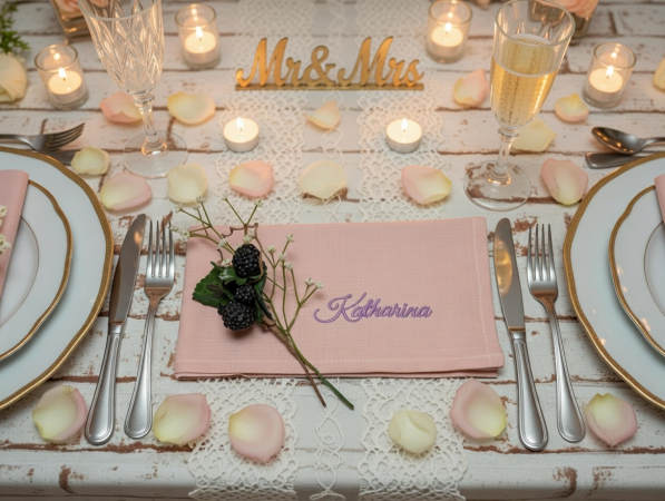 Altrosa Stoffservietten mit Namen