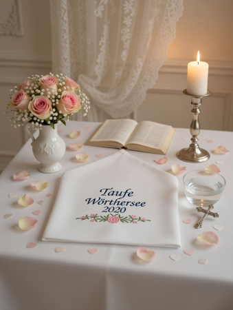 Bestickt Stoffservietten Taufe