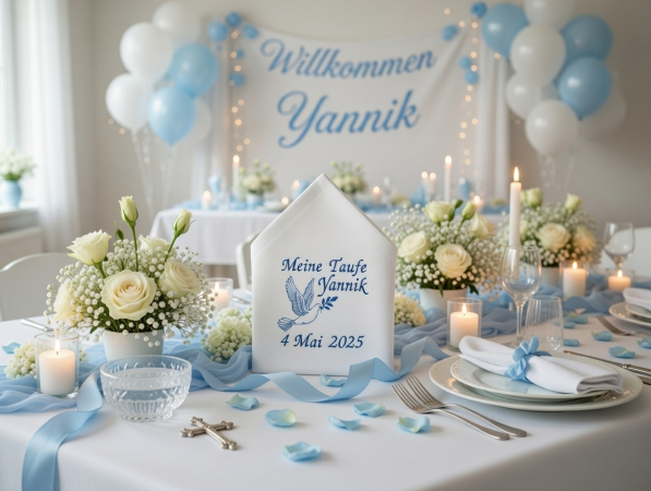 Preview: Taufstoffservietten mit Namen