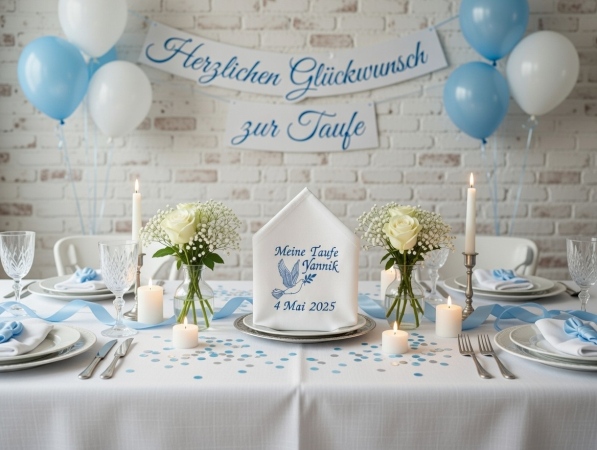 Preview: Stoffservietten zur Taufe mit Name