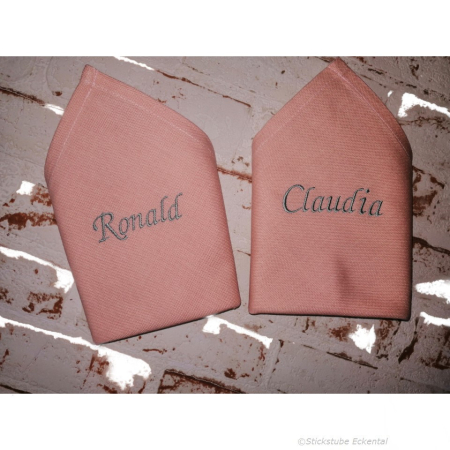 Preview: Altrosa Stoffservietten mit Namen
