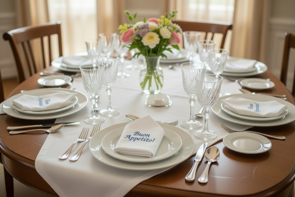 Lieferumfang: Stoffservietten ohne Dekoration. Bild: "KI-generierter Inhalt."