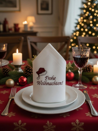 Weihnachtsstoffservietten Frohe Weihnachten