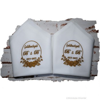 Stoffservietten Goldhochzeit mit Monogramm und Datum