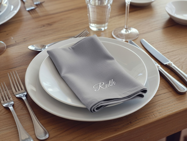 Preview: Stoffservietten Hochzeit mit Namen Schriftart B