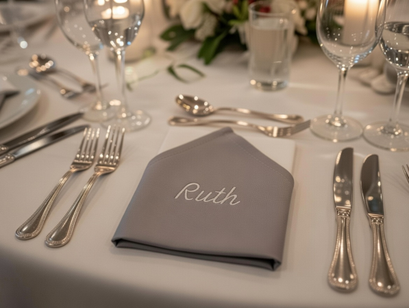 Preview: Stoffservietten mit Namen Schriftart A