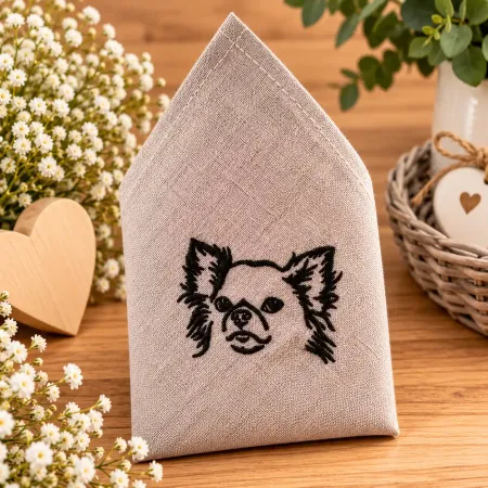 Stoffserviette 40 × 40 cm mit gesticktem Chihuahua-Motiv