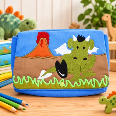 Windeltasche mit Drachenmotiv und Druckknopf